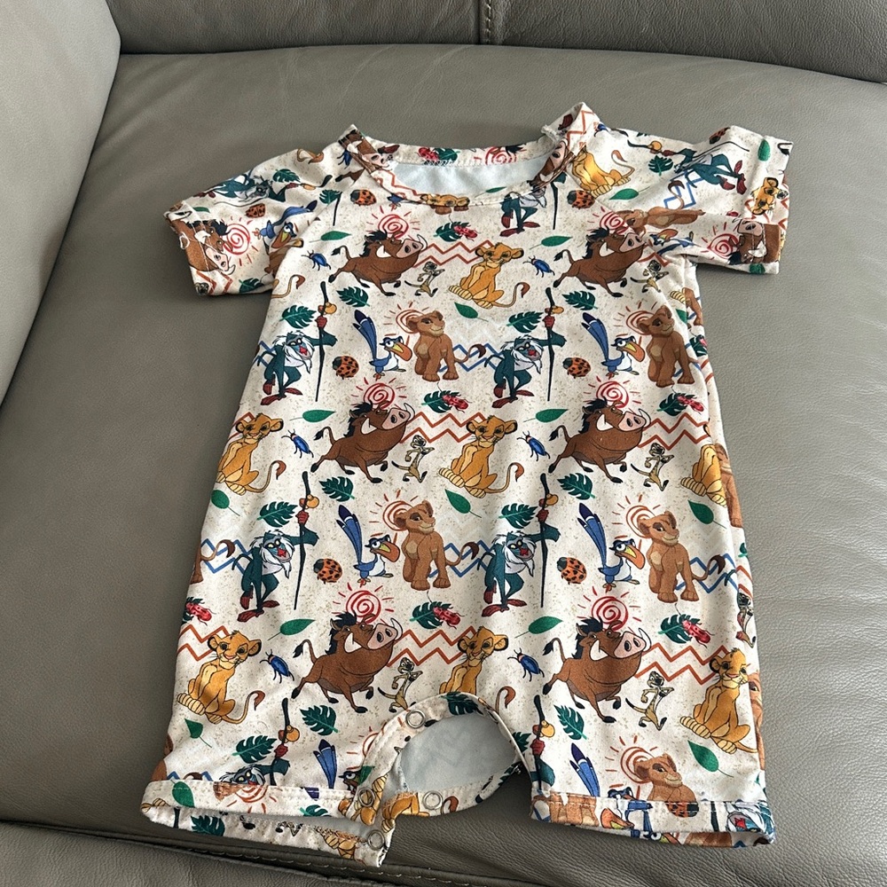 Unbranded Cream Kids One-Piece Romper with Animal Print